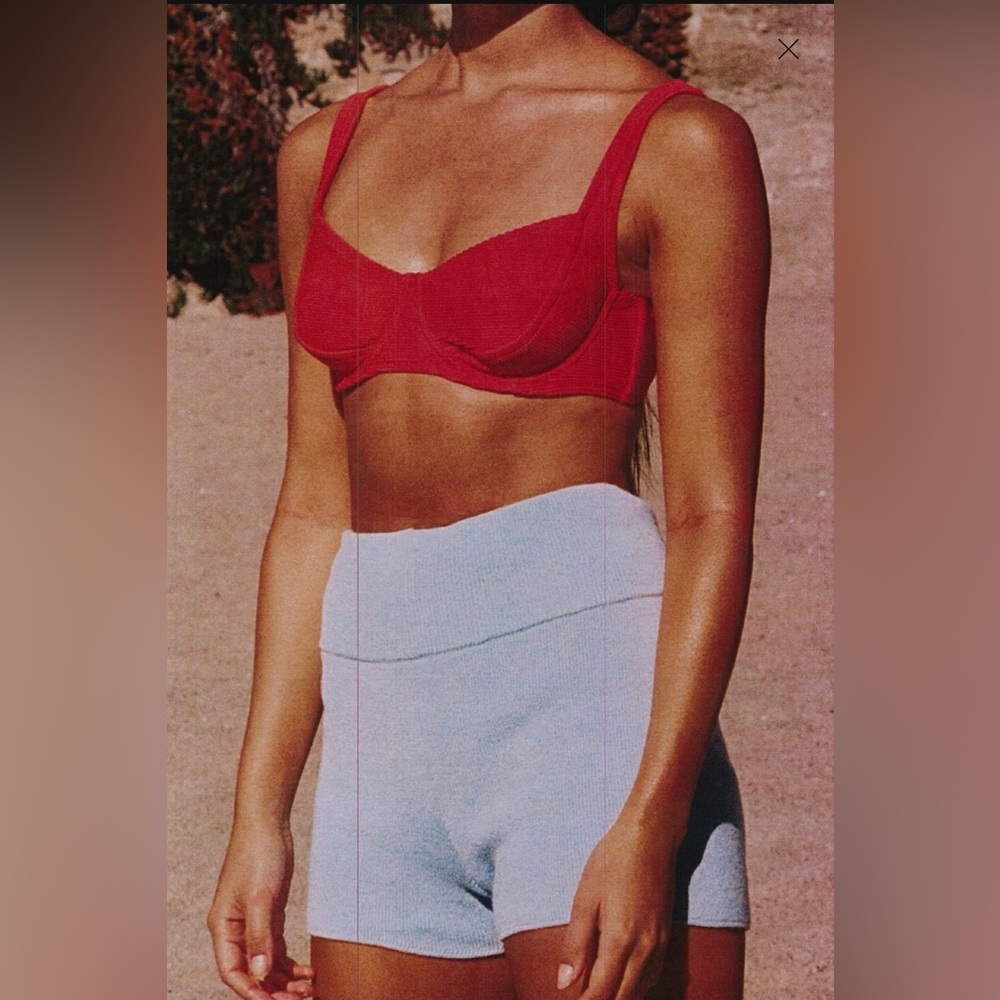 Zulu & Zephyr Red Bikini Top and Light Blue Shorts